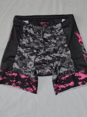 Zoot Limited Edition Black Gray Pink Digital Camo Tri Cycling Shorts Women's L